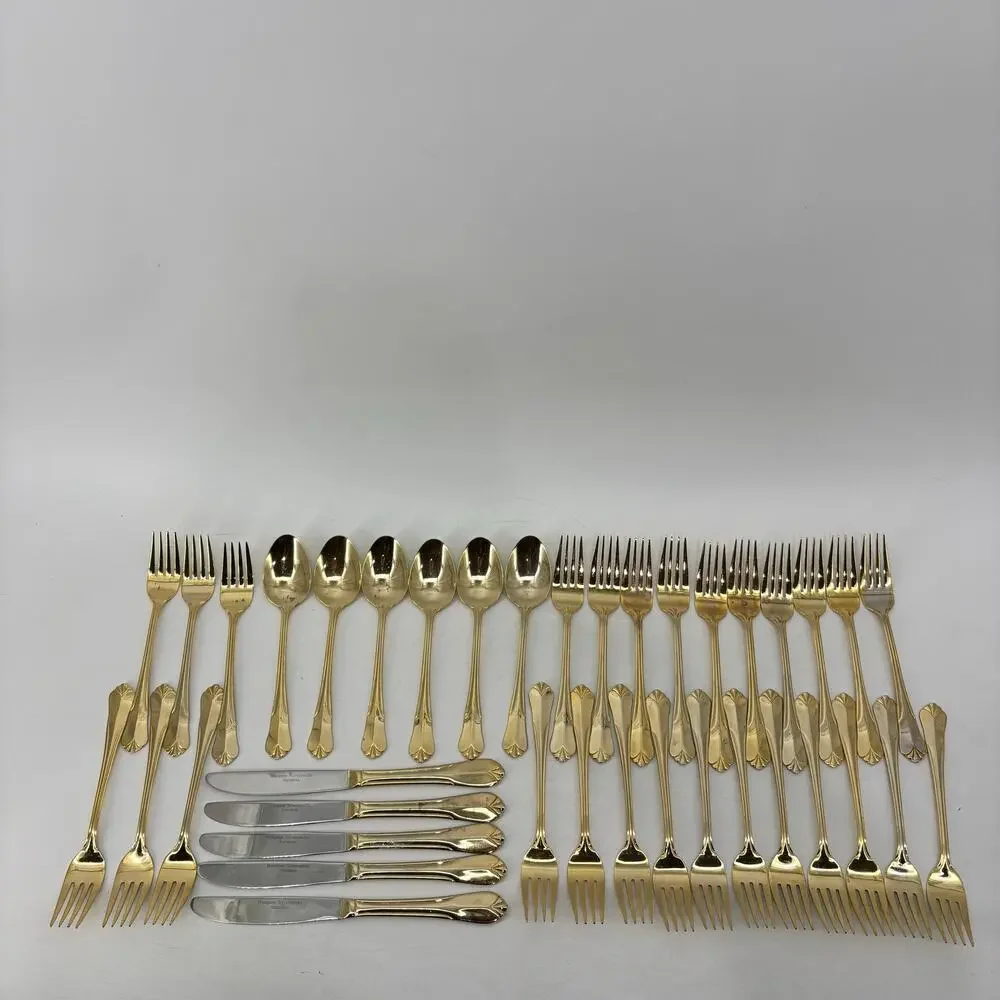 Hampton Silversmith Stainless Steel Gold Tone Flatware Spoon Fork